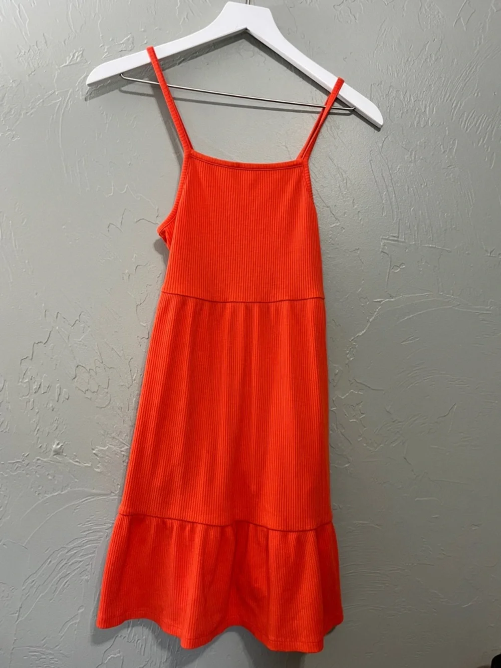 Old Navy Orange Ribbed Tank Dress‎ Ruffle Hem Girls large sundress